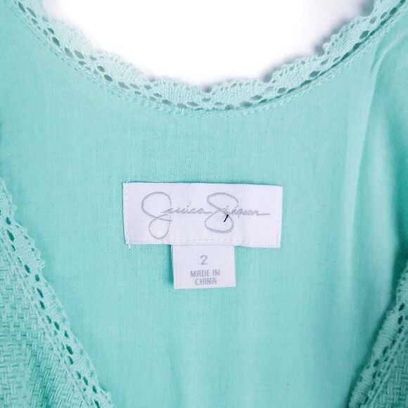 JESSICA SIMPSON Mint Green Lace Eyelet Fit & Flare Sleeveless Summer Dress 2 - Picture 6 of 10